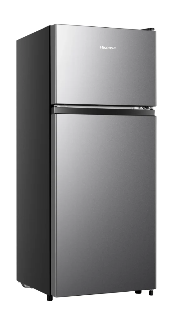 Hisense LMT43M6AVE 4.4-Cu Ft Mini Fridge with Freezer in a modern office space