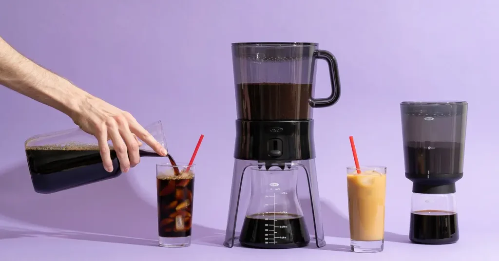 A lineup of top cold brew coffee makers featuring sleek designs and various brewing capacities, perfect for making smooth and rich cold brew coffee at home."